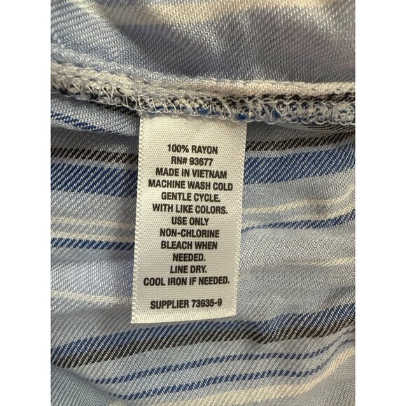 Ana Blue & White Striped Rayon Tie-Front Blouse Top XL - Picture 3 of 11